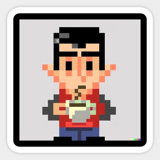 Coffee Man Pixel Art Sticker